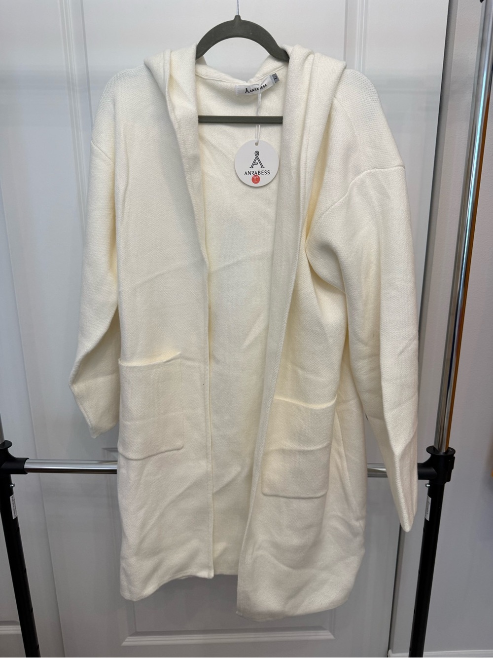 Cream Hooded Open-Front Coatigan